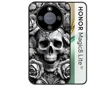 Taperso Coque Noire pour Magic 8 Lite Motif Tete de Mort Fleur