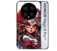 Taperso Coque Noire pour Magic 8 Pro Tete de Mort Calavera Rouge