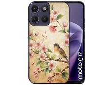 Taperso Coque Noire pour Moto G17 et G17 Power Motif Fleur et Colibri
