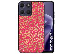 Taperso Coque Noire pour Moto G17 et G17 Power Motif Leopard Fuschia