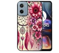 Taperso Coque Noire pour Motorola E15 et G05 Motif Dreamcatcher et Coeur