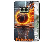 Taperso Coque Noire pour Nothing Phone 2A et 2A Plus Motif Basket Flamme personnalisee