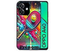 Taperso Coque Noire pour Oppo A40 Motif Padel Raquette personnalisee
