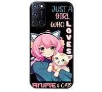 Taperso Coque Noire pour Oppo A72 4G Motif Anime et Chat