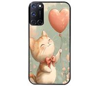 Taperso Coque Noire pour Oppo A72 4G Motif Chat Ballon