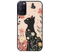 Taperso Coque Noire pour Oppo A72 4G Motif Chat Papillon 1