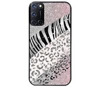 Taperso Coque Noire pour Oppo A72 4G Motif Zebre et Leopard
