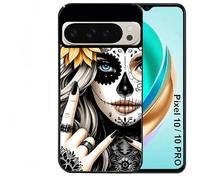 Taperso Coque Noire pour Pixel 10 et 10 Pro Tete de Mort Tatoo