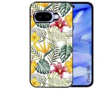 Taperso Coque Noire pour Pixel 9A Jungle et Fleur Hibiscus