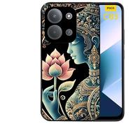 Taperso Coque Noire pour POCO C85 Motif Bouddha et Lotus