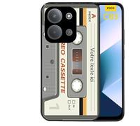 Taperso Coque Noire pour POCO C85 Motif Cassette Grise Personnalisable
