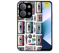 Taperso Coque Noire pour POCO C85 Motif Cassette Multi