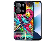 Taperso Coque Noire pour POCO C85 Motif Padel Raquette personnalisee