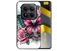 Taperso Coque Noire pour POCO M8 Pro 5G Papillon Rose