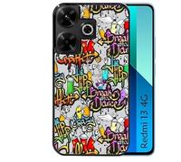 Taperso Coque Noire pour Redmi 13 4G POCO M6 tag Graffiti