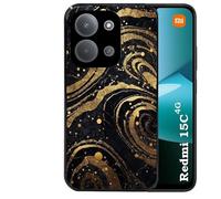 Taperso Coque Noire pour REDMI 15C 4G et 5G marbre Noir