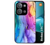 Taperso Coque Noire pour REDMI 15C 4G et 5G marbre tie Dye