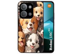 Taperso Coque Noire pour REDMI 15C 4G et 5G Motif Chien Smile