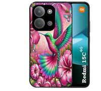 Taperso Coque Noire pour REDMI 15C 4G et 5G Motif Colibri et Fleurs