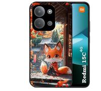 Taperso Coque Noire pour REDMI 15C 4G et 5G Motif Renard et Fox Anime