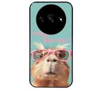 Taperso Coque Noire pour Redmi A3 Motif Capybara Lunettes