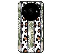 Taperso Coque Noire pour Redmi A3 Motif Jungle et Leopard