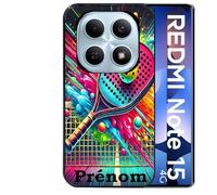 Taperso Coque Noire pour Redmi Note 15 4G Motif Padel Raquette personnalisee