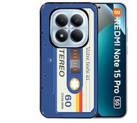 Taperso Coque Noire pour Redmi Note 15 Pro 5G Cassette Bleu avec Votre Texte