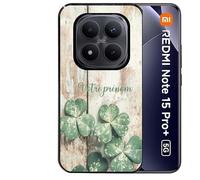 Taperso Coque Noire pour Redmi Note 15 Pro Plus 5G Motif Bois et Trefle personnalisee