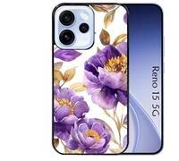 Taperso Coque Noire pour Reno 15 5G Fleur Pivoine