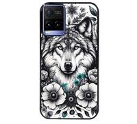 Taperso Coque Noire pour Y21 Y21S et Y33S Loup et Fleur
