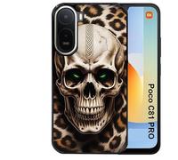 Taperso Coque pour POCO C81 Pro Motif Tete de Mort Leopard