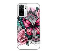 Taperso Coque pour Redmi Note 10 4G et 10S Papillon Rose