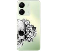 Taperso Coque TPU pour Redmi 13C et POCO C65 Mort Fleur Noir