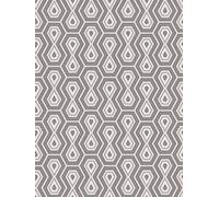Tapete Motif Rétro Métallique Années 70 - Rose, Gris, Blanc