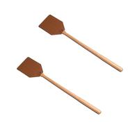 Tapette à Mouche Manuelle en Cuir PU, 2 pièces 49cm Robuste Tapetteà Mouche avec Long Manche en Bois, Lutte Antiparasitaire Manuelle, Tapettes Anti Moustiques pour Intérieur Extérieur Maison Cuisine