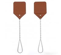 Tapette à Mouche Robuste, Paquet de 2 tapettes à Mouches Robustes en Cuir - Surface en PU avec poignée en Acier de 17, 24 Pouces pour Un contrôle intérieur et extérieur.