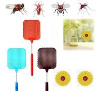 Tapette à Mouches,3 Pièces Tapetteà Mouche Coloré,Tapette à Mouches Extensible,Tapetteà Mouche Solide,avec Mouches Piège Autocollant,pour Repousser Les Mouches et Les Insectes