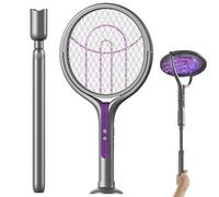 Tapette à mouches électrique extra puissante, rotative et rétractable, 2800 V, avec USB, piège à mouches électrique, tue-mouches UV (rétractable)