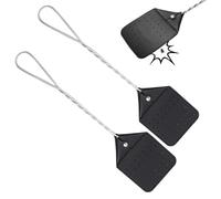 Tapette à Mouches en Cuir PU avec poignée en métal 17, 2 Pouces pour Mouches, Abeilles, intérieur et extérieur, tapettes à en métal Robuste