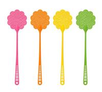 Tapettes à Mouches en Forme de Fleur, Lot de 4, Long Manche 50 cm, Plastique, Rose, Orange, Jaune et Vert, Intérieur et Extérieur