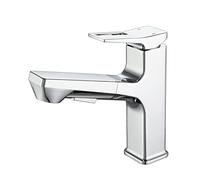 Tapeur mélangeur avec pulvérisateur Down Double Mode Hot and Cold Water Sinon Taps rétractables Single Handle Tirez Les robinets Bassin Toilette pour Salle de Bain, Chrome