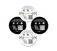 TapFive Lot de 4 cartes rondes Google Review Tap (2white2black) - Appuyez pour des commentaires instantanés - Compatible avec tous les téléphones - Smart Tap réutilisable NFC et QR - Boostez les