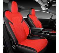 Tapha Ensemble de Housses de siège en Similicuir pour Tesla Model 3 2017-2022, Respirantes et imperméables, Housses de siège pour sièges Avant et arrière (Noir/Rouge)