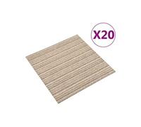 vidaXL Dalles de tapis de sol 20 pcs 5 m² 50x50 cm Beige rayé