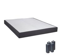 Tapikit - Sommier Tapissier Démontable 2x20 Lattes 140x190cm Anthracite + Pieds Anthracites 15cm
