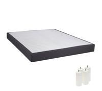 Sommier Altobuy TAPIKIT - Sommier Tapissier Démontable 2x20 Lattes 140x190cm Anthracite + Pieds Blancs 15cm -