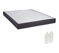 Sommier Altobuy TAPIKIT - Sommier Tapissier Démontable 2x20 Lattes 140x190cm Anthracite + Pieds Blancs 15cm -
