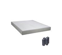 Sommier Altobuy TAPIKIT - Sommier Tapissier Démontable 2x20 Lattes 140x190cm Lin + Pieds Anthracites 15cm -