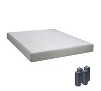 Tapikit - Sommier Tapissier Démontable 2x20 Lattes 140x190cm Lin + Pieds Anthracites 15cm
